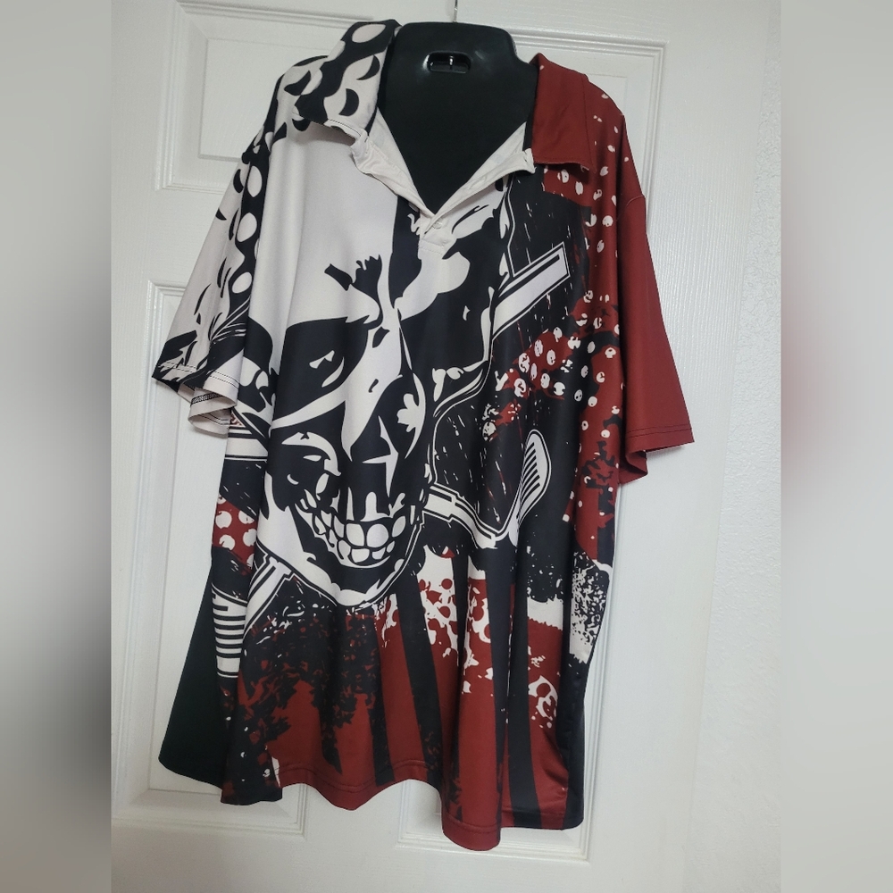 Men's Graphic Skull Shirt - Black and Red